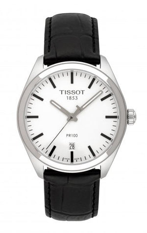 Tissot T Classic PR 100 White Dial Black Leather Strap Watch for Men - T101.410.16.031.00 Buy Now By Tissot