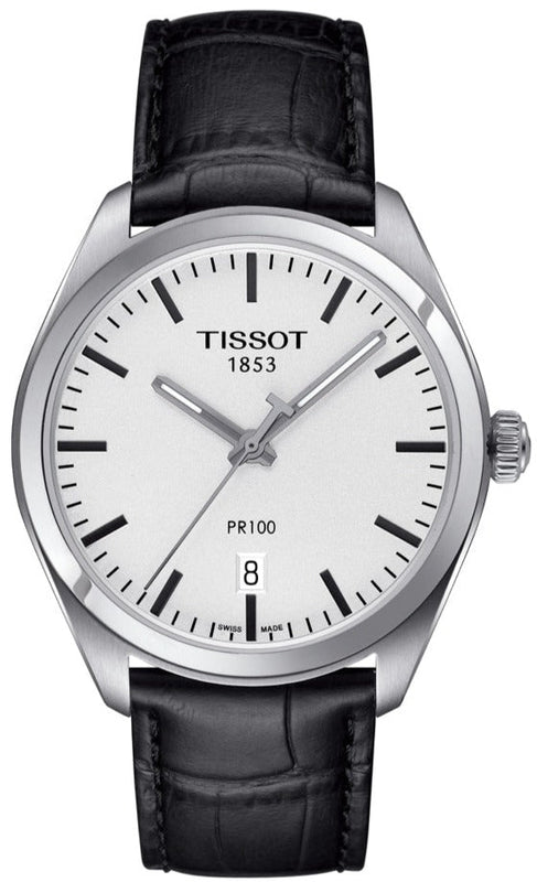 Tissot T Classic PR 100 White Dial Black Leather Strap Watch for Men - T101.410.16.031.00 Buy Now By Tissot