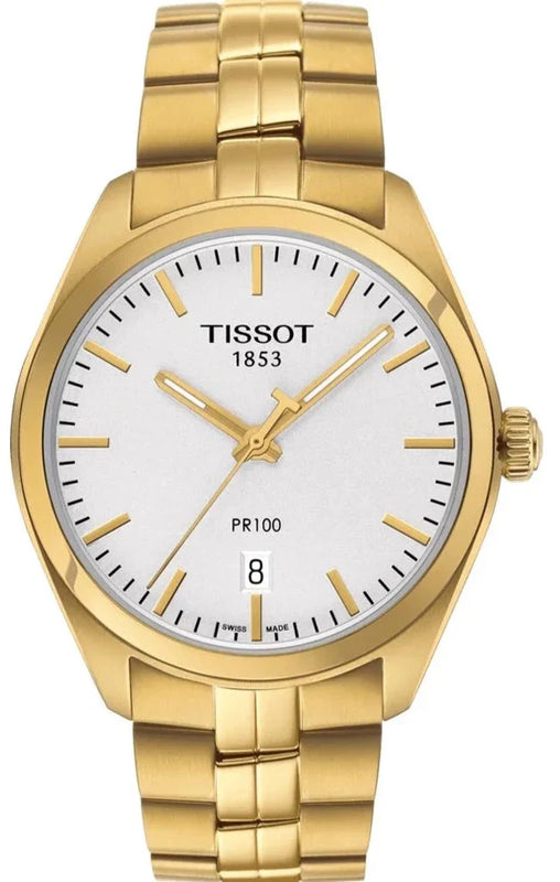 Tissot T Classic PR 100 Quartz White Dial Gold Steel Strap Watch for Men - T101.410.33.031.00 Buy Now By Tissot