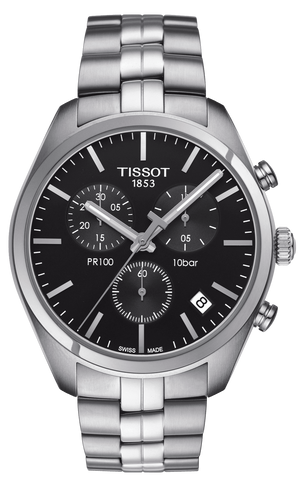 Tissot T Classic PR 100 Chronograph Black Dial Silver Steel Strap Watch for Men - T101.417.11.051.00 Buy Now By Tissot