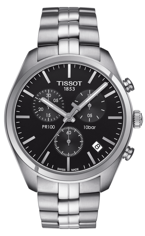 Tissot T Classic PR 100 Chronograph Black Dial Silver Steel Strap Watch for Men - T101.417.11.051.00 Buy Now By Tissot