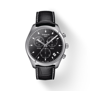 Tissot PR 100 Chronograph Black Dial Black Leather Strap Watch For Men - T101.417.16.051.00 Buy Now By Tissot