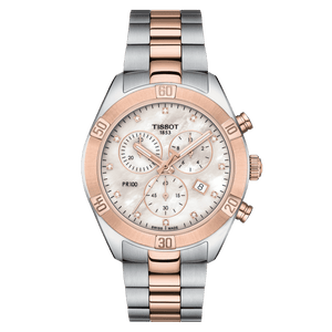 Tissot PR 100 Sport Chic Chronograph Diamonds Mother of Pearl Dial Two Tone Steel Strap Watch for Women - T101.917.22.116.00 Buy Now By Tissot