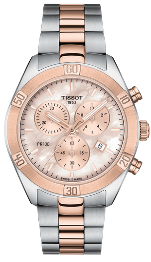 Tissot PR 100 Sport Chic Chronograph Mother of Pearl Dial Two Tone Steel Strap Watch for Women - T101.917.22.151.00 Buy Now By Tissot