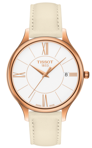 Tissot T Lady Bella Ora Round White Dial Beige Leather Strap Watch For Women - T103.210.36.018.00 Buy Now By Tissot