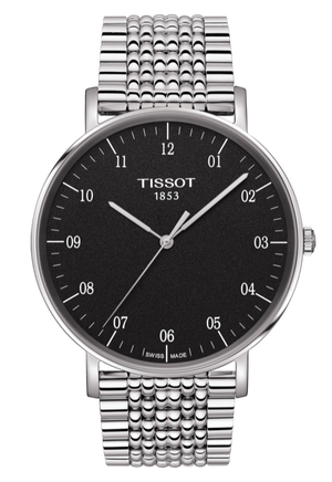 Tissot Everytime Large Black Dial Silver Mesh Bracelet Watch For Men - T109.610.11.077.00 Buy Now By Tissot
