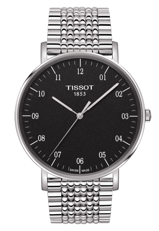 Tissot Everytime Large Black Dial Silver Mesh Bracelet Watch For Men - T109.610.11.077.00 Buy Now By Tissot