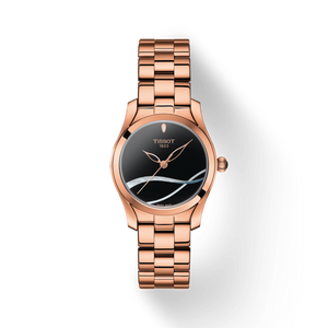 Tissot T Wave Black Dial Rose Gold Steel Strap Watch For Women - T112.210.33.051.00 Buy Now By Tissot