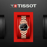 Tissot T Wave Black Dial Rose Gold Steel Strap Watch For Women - T112.210.33.051.00 Buy Now By Tissot