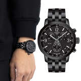 Tissot PRC 200 Chronograph Black Dial Black Steel Strap Watch For Men - T114.417.33.057.00 Buy Now By Tissot