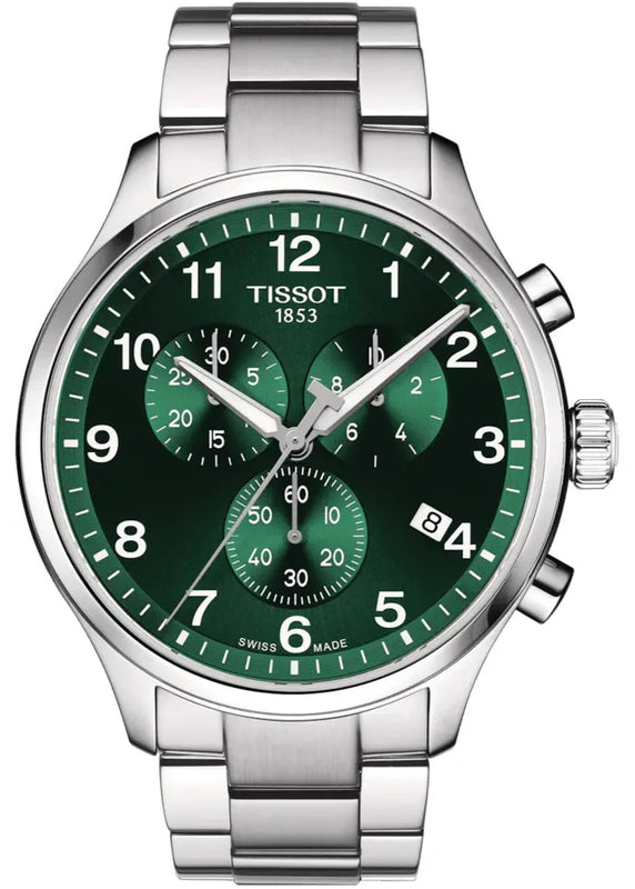 Tissot Chrono XL Classic Green Dial Silver Steel Strap Watch for Men - T116.617.11.092.00 Buy Now By Tissot
