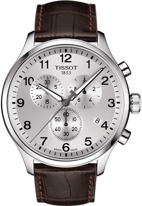 Tissot Chrono XL Silver Dial Brown Leather Strap Watch For Men - T116.617.16.037.00 Buy Now By Tissot