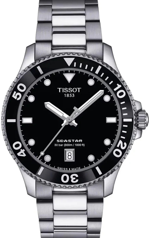 Tissot Seastar 1000 Black Dial Silver Steel Strap Watch For Men - T120.410.11.051.00 Buy Now By Tissot