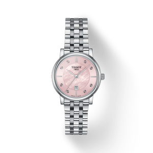 Tissot T Classic Carson Premium Lady Mother of Pearl Pink Dial Silver Steel Strap Watch For Women - T122.210.11.159.00 Buy Now By Tissot
