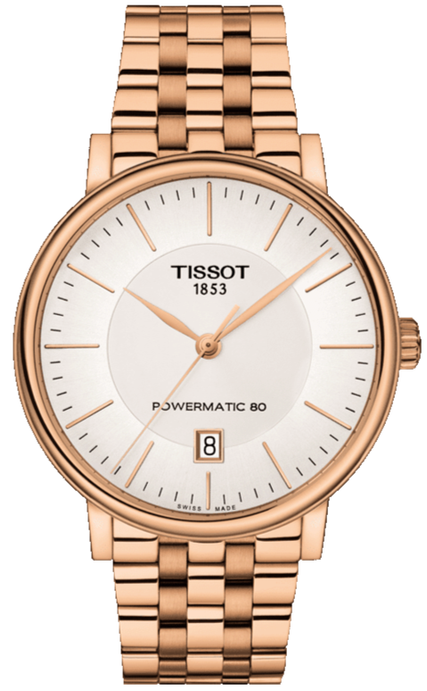 Tissot T Classic Carson Premium Automatic White Dial Rose Gold Steel Strap Watch for Men - T122.407.33.031.00 Buy Now By Tissot