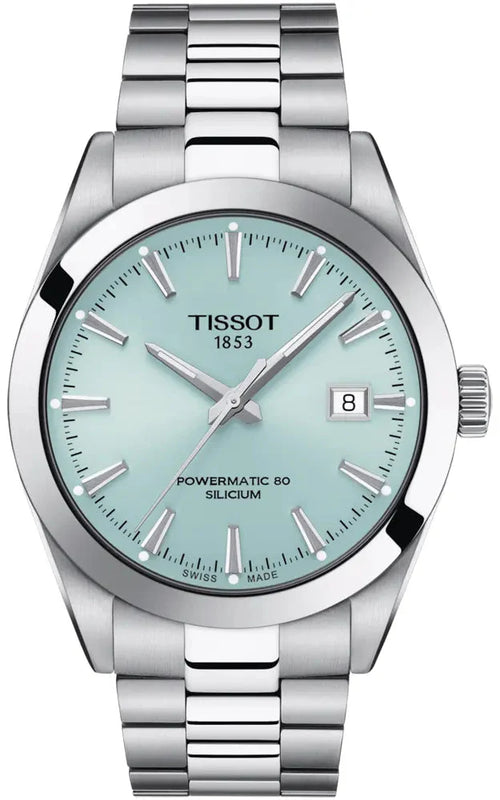 Tissot Gentleman Powermatic 80 Silicium Ice Blue Silver Steel Strap Watch For Men - T127.407.11.351.00 Buy Now By Tissot