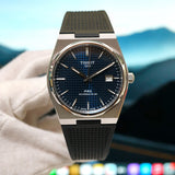 Tissot PRX Powermatic 80 Blue Dial Black Rubber Strap Watch for Men - T137.407.17.041.00