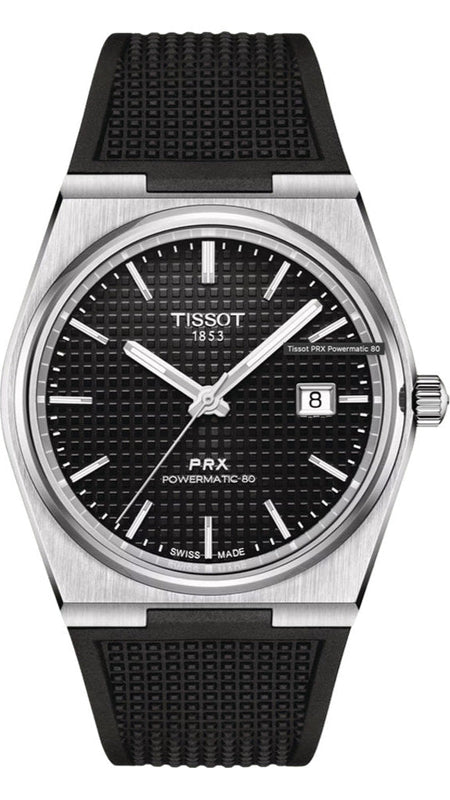 Tissot PRX Powermatic 80 Black Dial Black Rubber Strap Watch for Men - T137.407.17.051.00 Buy Now By Tissot