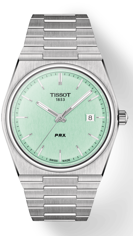 Tissot PRX Quartz Light Green Dial Silver Steel Strap Watch for Men - T137.410.11.091.01 Authentic Buy Shop Now