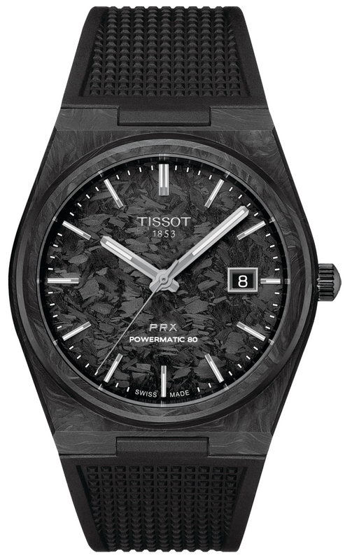 Tissot PRX Powermatic 80 Carbon Black Dial Black Rubber Strap Watch for Men - T137.907.97.201.00 Buy Now By Tissot