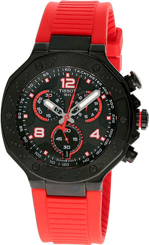 Tissot T Race Chronograph Black Dial Red Rubber Strap Watch For Men - T141.417.37.057.01 Buy Now By Tissot