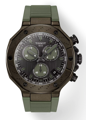 Tissot T Race Chronograph Black Dial Green Rubber Strap Watch for Men - T141.417.37.061.02 Buy Now By Tissot