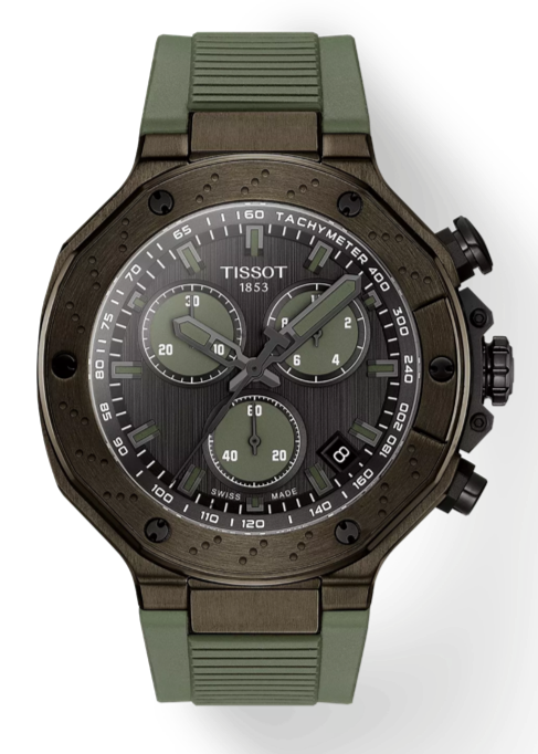 Tissot T Race Chronograph Black Dial Green Rubber Strap Watch for Men - T141.417.37.061.02 Buy Now By Tissot