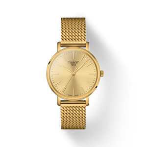 Tissot Everytime Lady Gold Dial Gold Mesh Bracelet Watch for Women - T143.210.33.021.00 Buy Now By Tissot