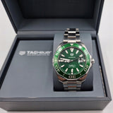 Tag Heuer Aquaracer Calibre 5 Green Dial Silver Steel Strap Watch for Men - WAY201S.BA0927 Buy Now By Tag Heuer