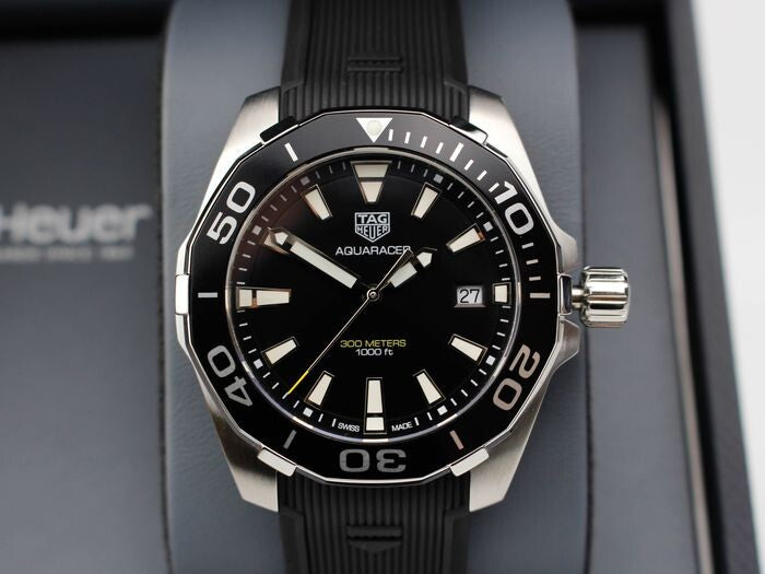 Tag Heuer Aquaracer Black Dial Black Rubber Strap Watch for Men - WAY111A.FT6151 Buy Now By Tag Heuer