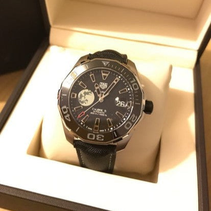 Tag Heuer Aquaracer Calibre 5 Moon Black Dial Black Nylon Strap Watch for Men - WAY201J.FC6370 Buy Now By Tag Heuer