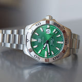 Tag Heuer Aquaracer Calibre 5 Automatic Green Dial Silver Steel Strap Watch for Men - WAY2015.BA0927 Buy Now By Tag Heuer