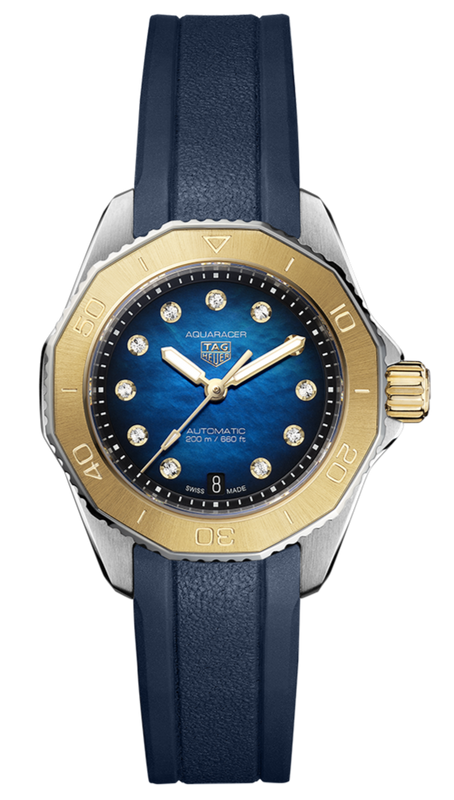 Tag Heuer Aquaracer Professional 200 Automatic Diamonds Blue Dial Blue Rubber Strap Watch for Women - WBP2450.FT6215 Buy Now By Tag Heuer