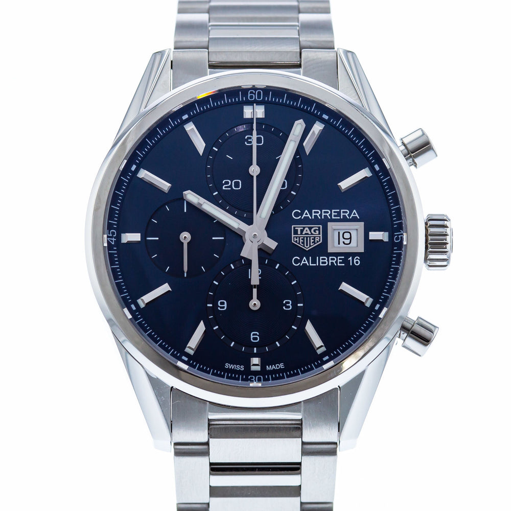Tag Heuer Carrera Chronograph 41mm Blue Dial Silver Steel Strap Watch for Men - CBK2112.BA0715 Buy Now By Tag Heuer