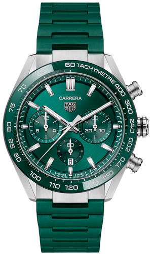 Tag Heuer Carrera Chronograph 44mm Green Dial Green Steel Strap Watch for Men - CBN2A1N.FT6238 Buy Now By Tag Heuer