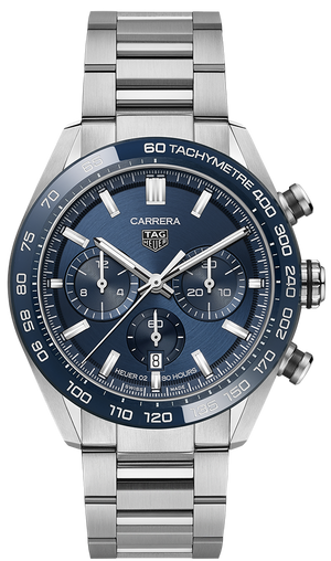 Tag Heuer Carrera Chronograph Blue Dial Silver Steel Strap Watch for Men - CBN2A1A.BA0643 Buy Now By Tag Heuer