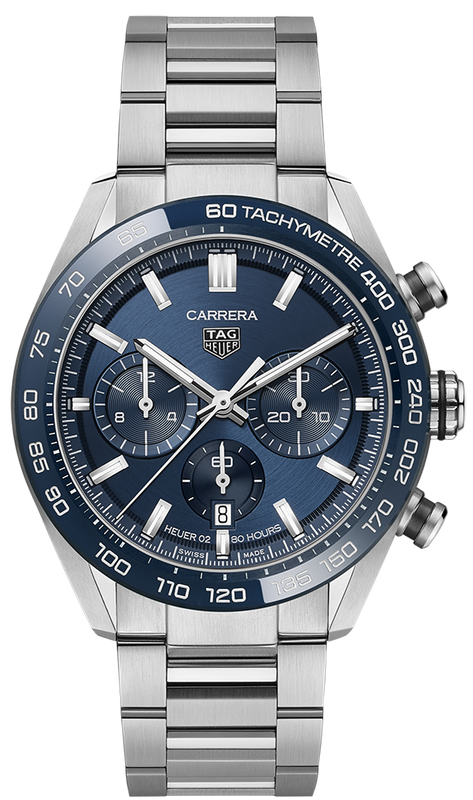 Tag Heuer Carrera Chronograph Blue Dial Silver Steel Strap Watch for Men - CBN2A1A.BA0643 Buy Now By Tag Heuer