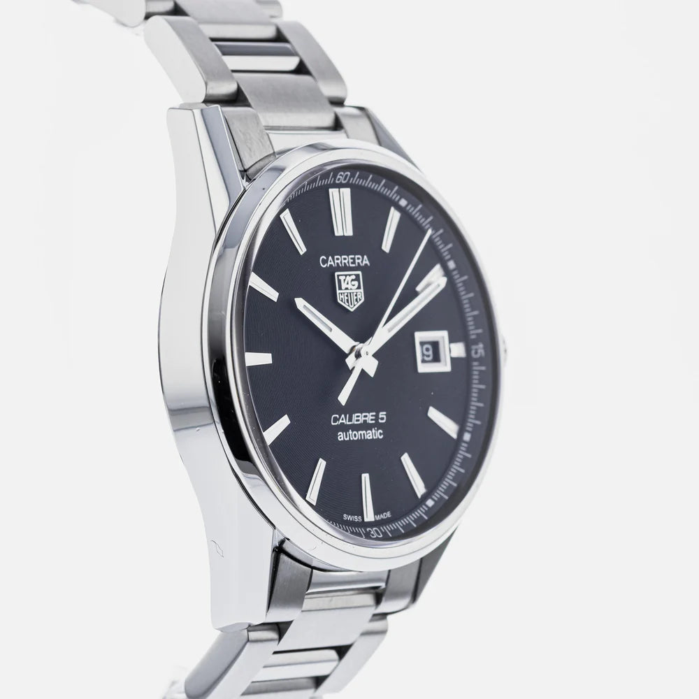 Tag Heuer Carrera Automatic Black Dial Silver Steel Strap Watch for Men - WAR211A.BA0782 Buy Now By Tag Heuer