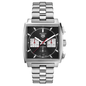 Tag Heuer Monaco Automatic Chronograph Black Dial Silver Steel Strap Watch for Men - CBL2113.BA0644 Buy Now By Tag Heuer