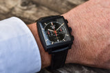 Tag Heuer Monaco Automatic Chronograph Black Dial Black Leather Strap Watch for Men - CBL2180.FC6497