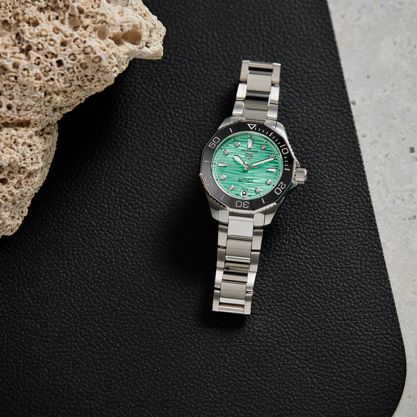 Tag Heuer Aquaracer Professional 300 Automatic Diamonds Green Dial Silver Steel Strap Watch for Women - WBP231K.BA0618 Buy Now By Tag Heuer