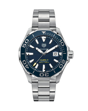 Tag Heuer Aquaracer Calibre 5 Blue Dial Silver Steel Strap Watch for Men - WAY201B.BA0927 Buy Now By Tag Heuer