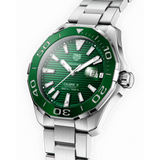 Tag Heuer Aquaracer Calibre 5 Green Dial Silver Steel Strap Watch for Men - WAY201S.BA0927 Buy Now By Tag Heuer