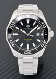 Tag Heuer Aquaracer Quartz Black Dial Silver Steel Strap Watch for Men - WAY101A.BA0746 Buy Now By Tag Heuer
