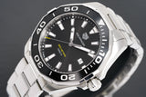 Tag Heuer Aquaracer Quartz Black Dial Silver Steel Strap Watch for Men - WAY101A.BA0746