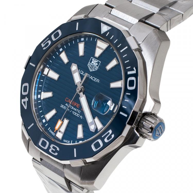 Tag Heuer Aquaracer Calibre 5 Blue Dial Silver Steel Strap Watch for Men - WAY211C.BA0928 Buy Now By Tag Heuer