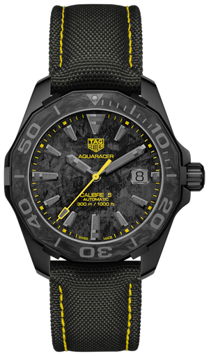 Tag Heuer Aquaracer Calibre 5 Black NATO Strap Carbon Dial Watch for Men - WBD218B.FC6446 Buy Now By Tag Heuer
