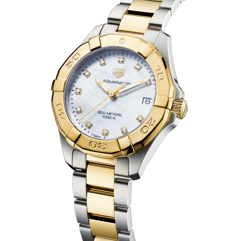 Tag Heuer Aquaracer White Mother of Pearl Dial Two Tone Steel Strap Watch for Women - WBD1322.BB0320 Buy Now By Tag Heuer