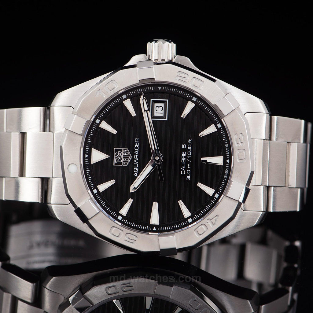 Tag Heuer Aquaracer Automatic 41mm Black Dial Silver Steel Strap Watch for Men - WAY2110.BA0928