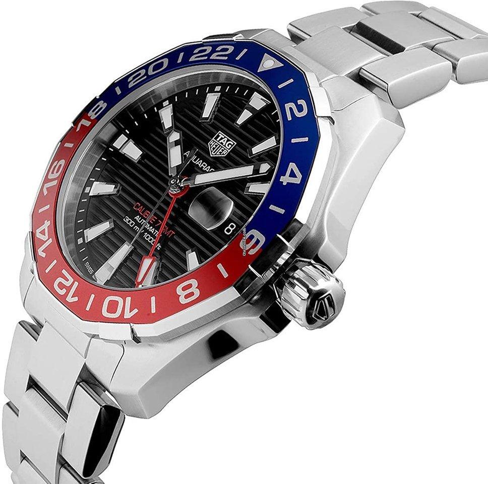 Tag Heuer Aquaracer GMT Caliber 7 Pepsi Black Dial Silver Steel Strap Watch for Men - WAY201F.BA0927 Buy Now By Tag Heuer
